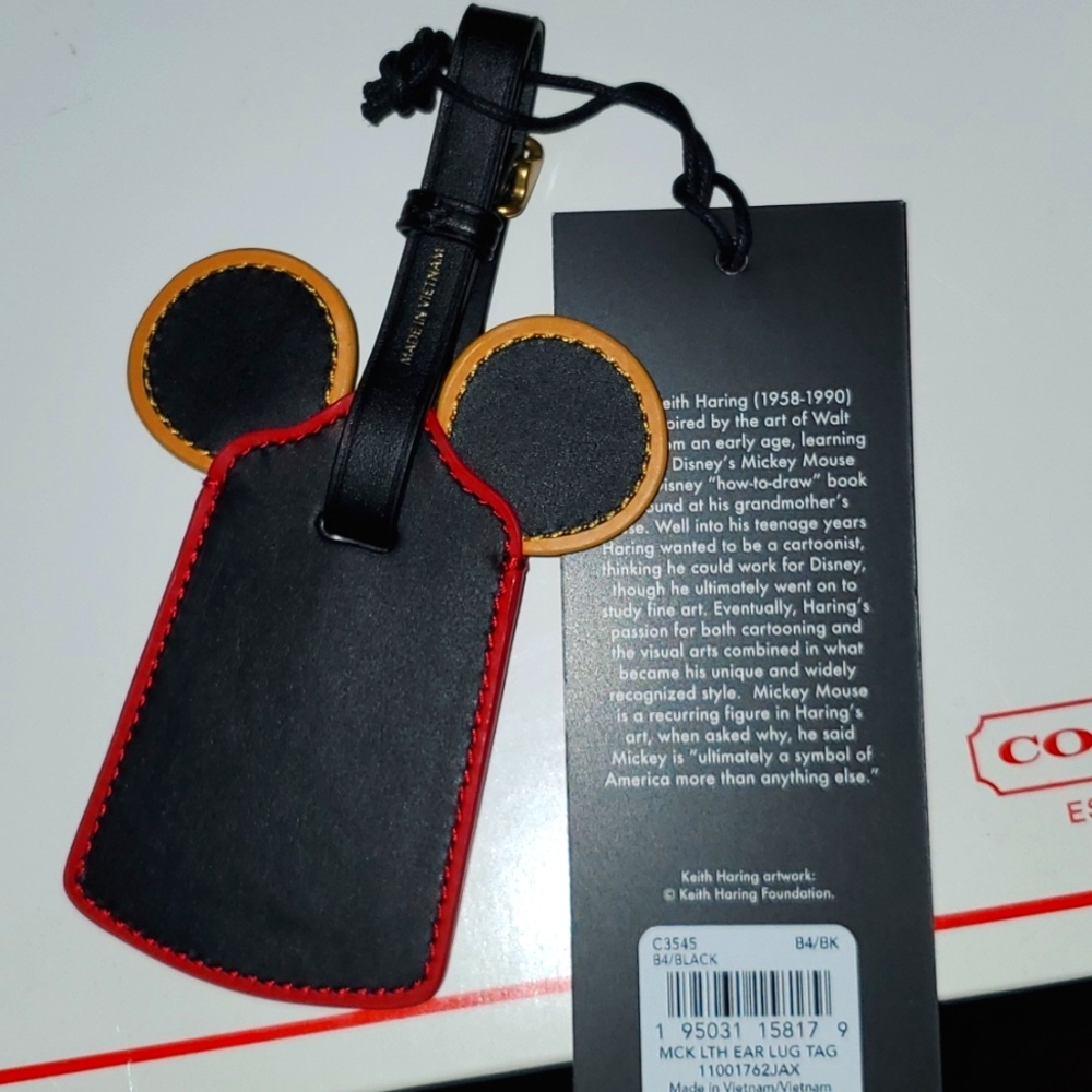 NWT Coach Mickey Mouse K. HARING LUGGAGE TAG